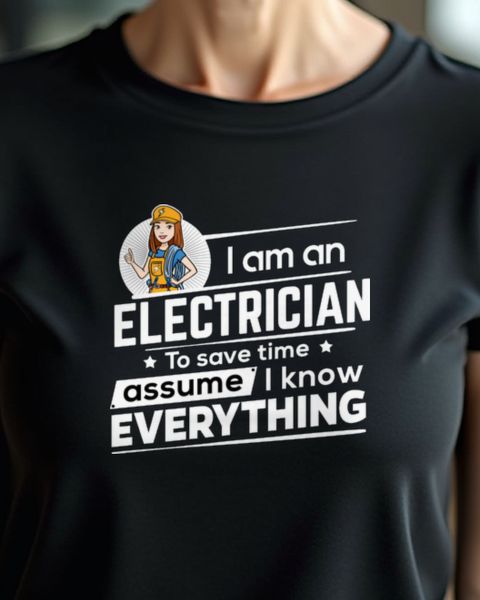 Female Electrician To Save Time - Funny Electrician Shirt