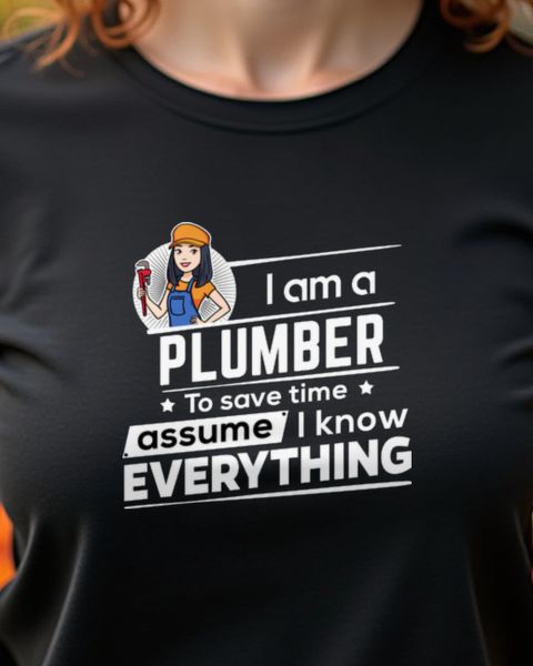 Female Plumber To Save Time - Funny Woman Plumber Shirt