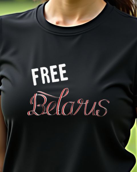 Free Belarus - Schreibschrift Weiß Rot