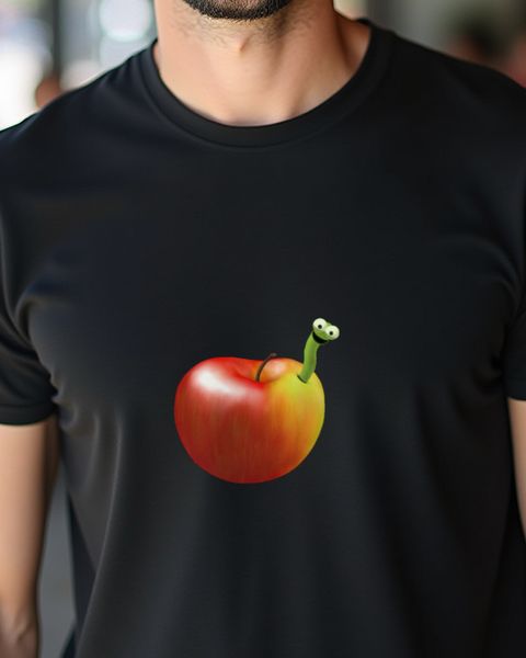 Glücklicher Apfelwurm - Süßes Obst Motiv für Kinder