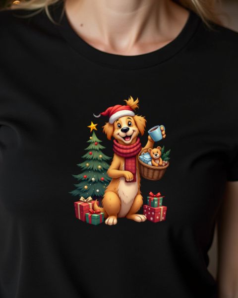 Golden-Retriever-Mama zu Weihnachten – Cartoon ohne Text