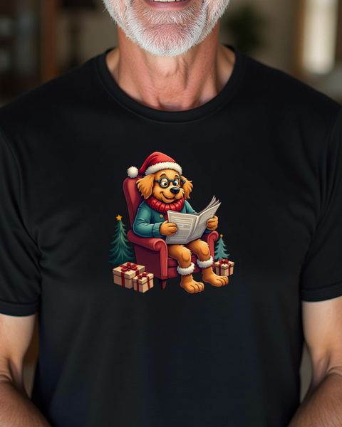 Golden Retriever Grandpa Reading in His Armchair – No Text