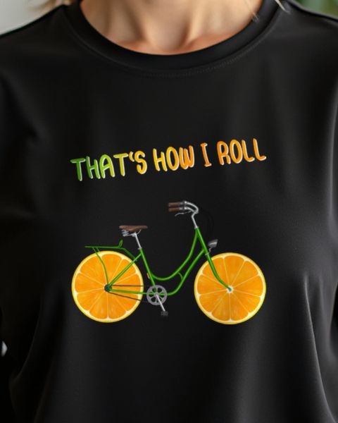 That’s How I Roll Green Bike with Orange Wheels - Cycling