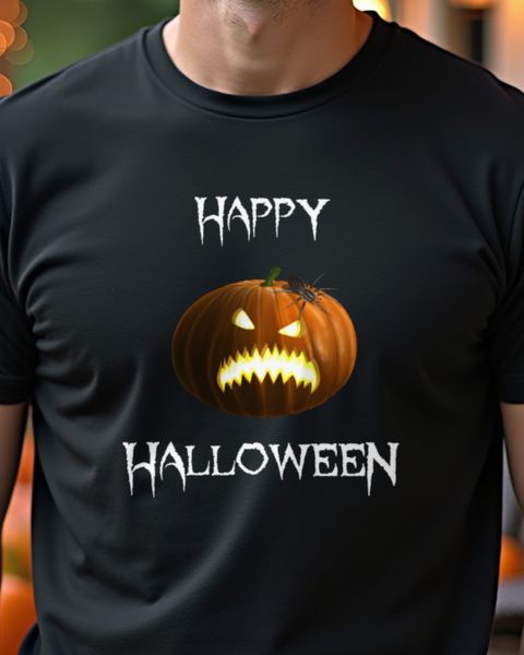 Angry Pumpkin with Spider - Happy Halloween Design