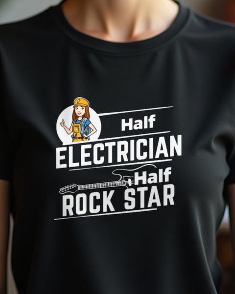 Half Electrician Half Rock Star - Funny Gift for Her