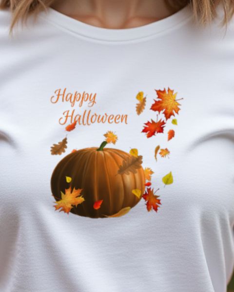 Happy Halloween Herbstlaub und Kürbis - Herbst Motiv