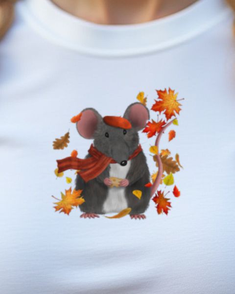 Autumn Leaves and Cute Mouse - Sweet Fall Animal Design
