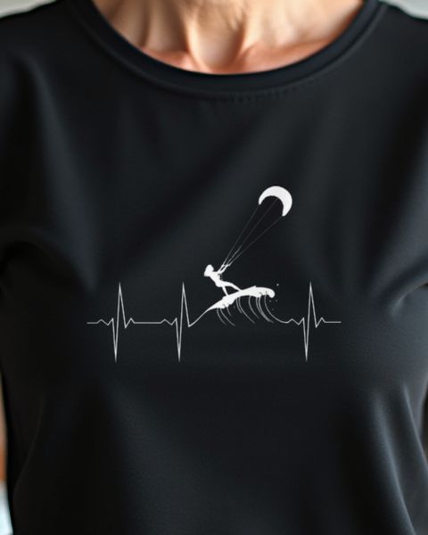 Herzschlag EKG Kitesurferin - Geschenk für Frauen
