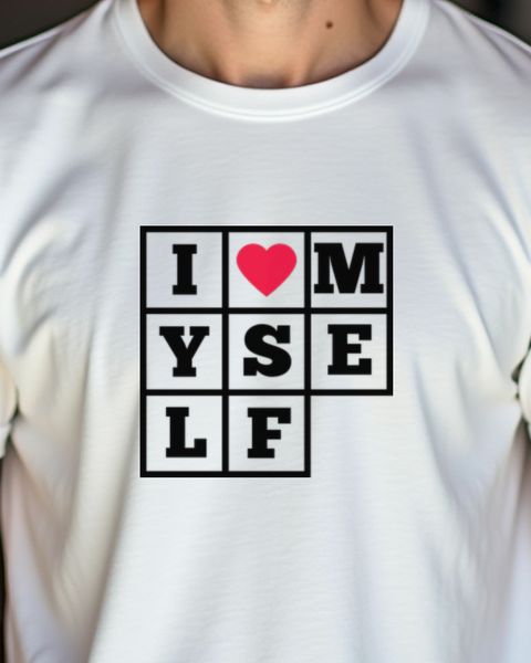 I Love Myself - Herz im Buchstabenraster