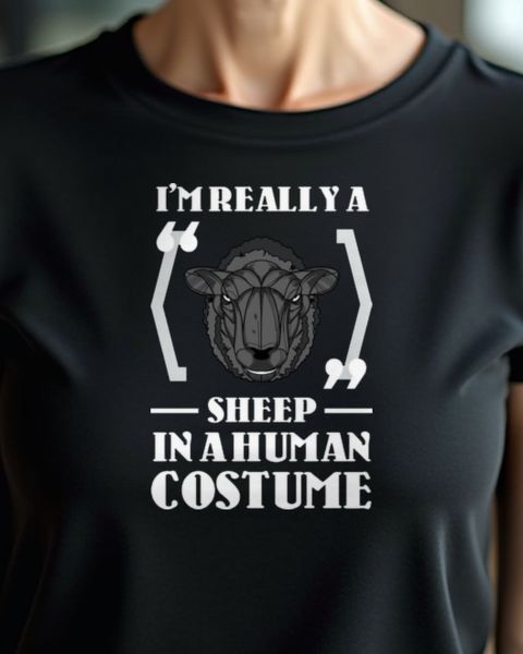 Sheep in a Human Costume - Black Sheep Head
