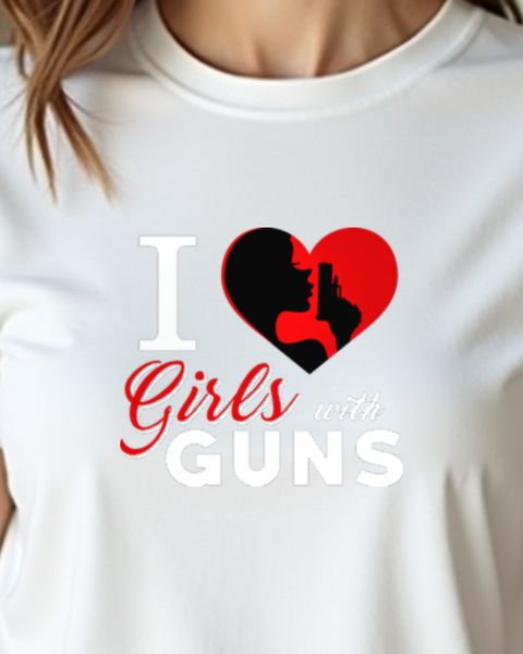 I love Girls with Guns - Herz mit Silhouette