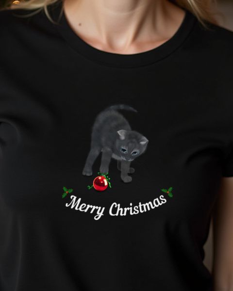 Kitten with Christmas Ornament - Cute Cat Christmas
