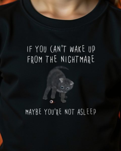 Cat and Eyeball - Nightmare Asleep - Halloween Tee