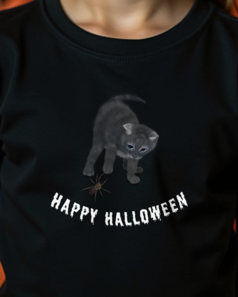 Cat and Spider Happy Halloween - Halloween Cat Design