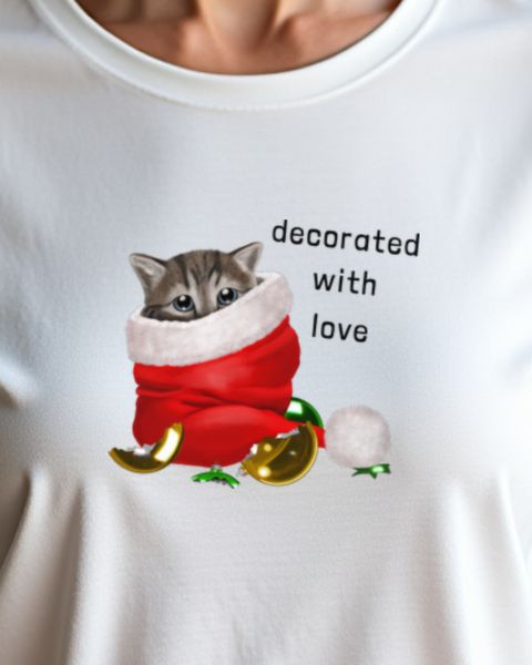 Cat Christmas - Decorated with Love - Funny Cat Design