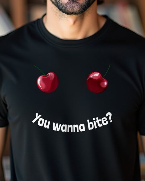 Kirschen Wanna Bite - Freches Obst Spruch Motiv