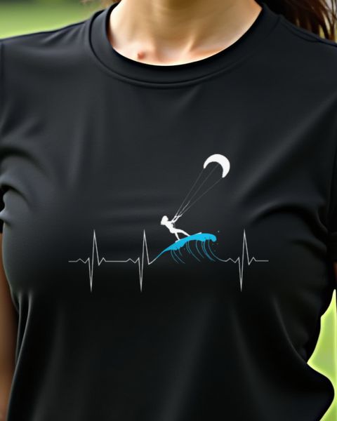 Kitesurferin Herzschlag Linie - Kitegirl Geschenkidee