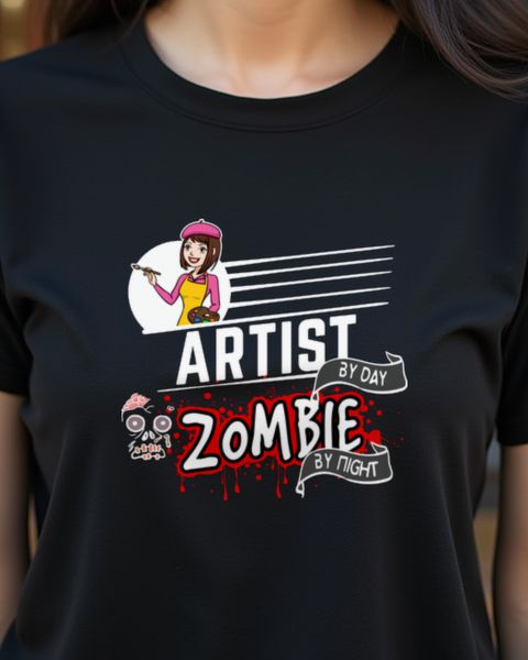 Künstlerin by Day Zombie by Night - Halloween Damen Shirt