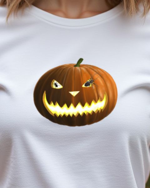 Pumpkin and Spider - Spooky Halloween Pumpkin Design