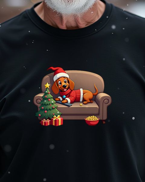 Lazy Christmas Dachshund on the Couch – No Text Design