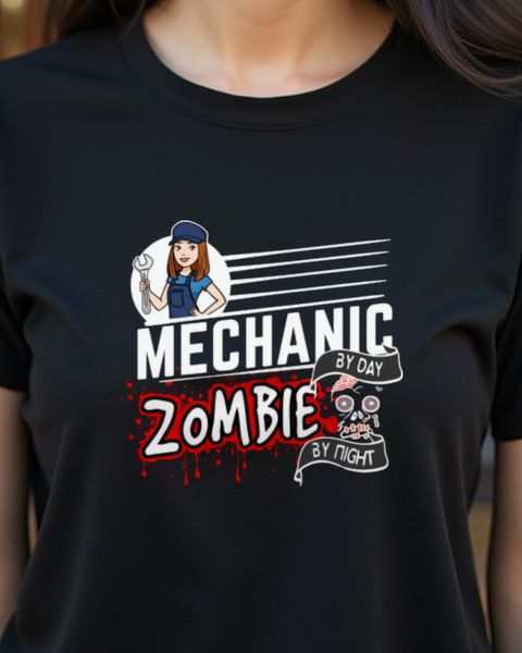 Mechanikerin by Day Zombie by Night - Halloween Damen Shirt
