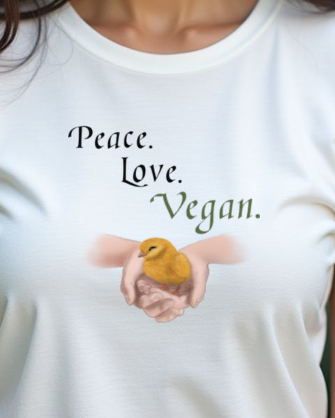 Peace Love Vegan Küken - Süßes Motiv für Veganer