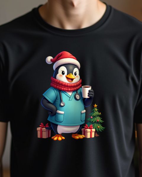 Pinguin als Krankenpfleger zu Weihnachten – ohne Text