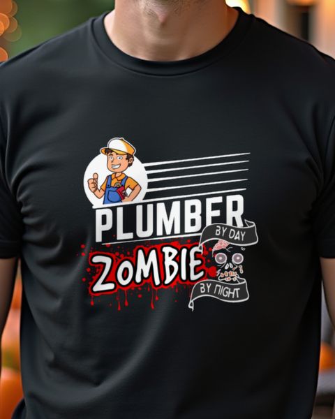 Plumber by Day Zombie by Night - Klempner Halloween Shirt