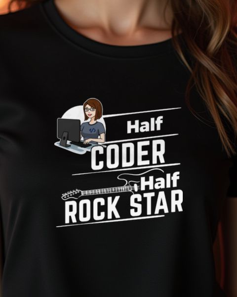 Half Rock Star Developer - Coder Shirt for Music Fans