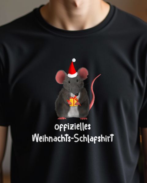 Ratte Maus - Weihnachts Schlafshirt - Lustig