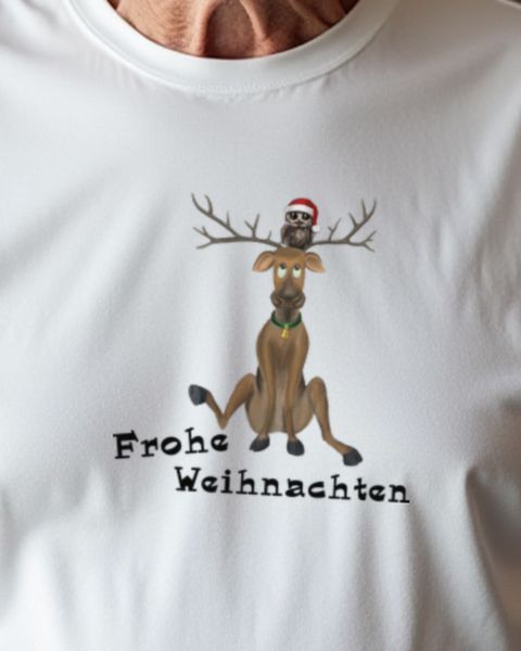 Rentier und Eule wünschen Merry Christmas - Weihnachtsmotiv
