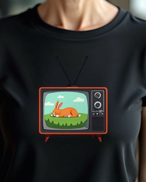 Retro Fernseher mit schlafendem Hasen – Politik Satire