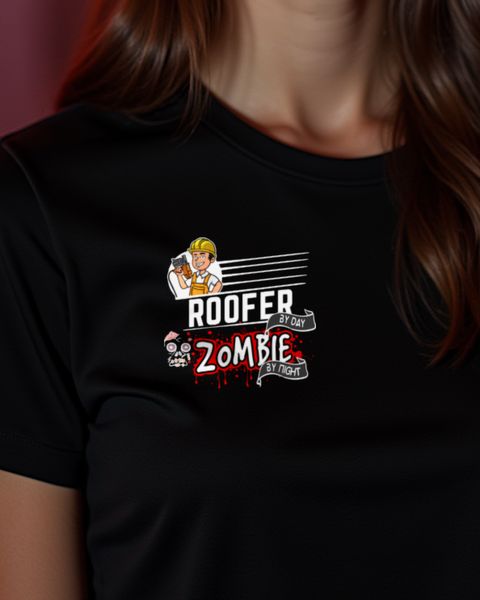 Roofer by Day Zombie by Night - Dachdecker Halloween Shirt