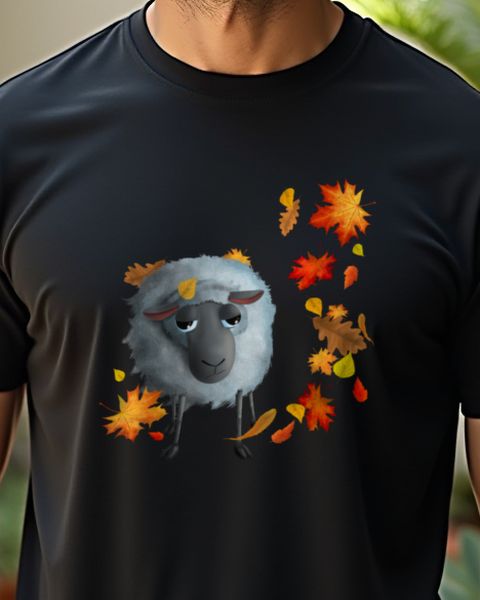 Schafe und Herbstblätter - Süßes Herbst Motiv mit Schaf