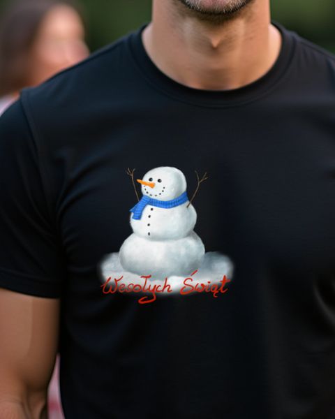 Fröhlicher Schneemann mit Schal - Wesołych Świąt Polen
