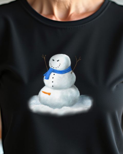 Grimmiger Schneemann mit Schal - Winter Morgenmuffel