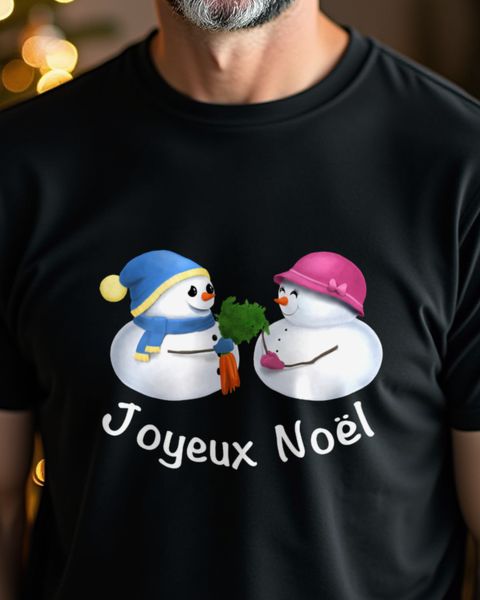 Schneemann Paar Joyeux Noël - Weihnachtsshirt für Paare