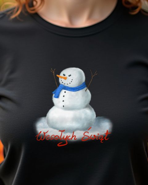 Grimmiger Schneemann mit Schal - Wesołych Świąt Polen