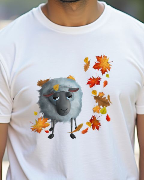 Sheep and Autumn Leaves - Cute Fall Sheep Design