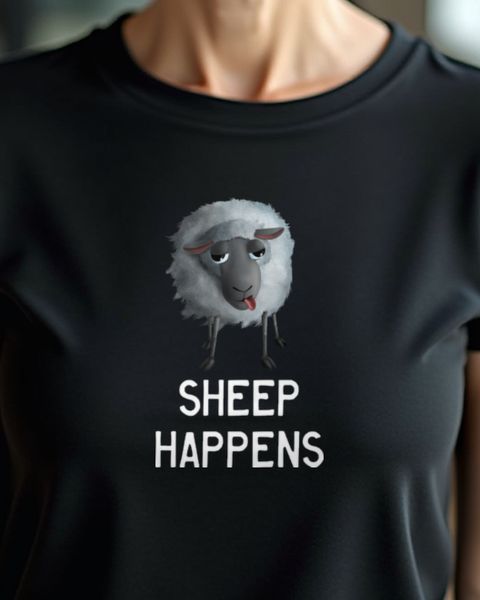 Sheep Happens - Süßes Schaf mit lustigem Wortspiel