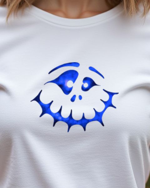Spukiges Halloween Gesicht 5 in Blau - Halloween Motiv