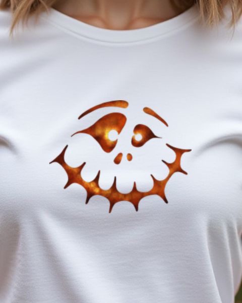 Spukiges Halloween Gesicht 5 in Orange - Halloween Motiv