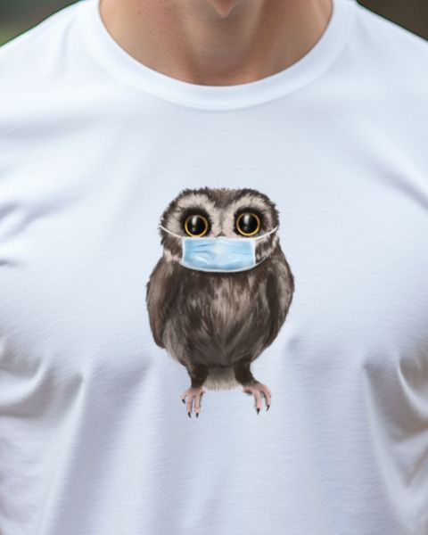 Cute Owl with Face Mask - Sweet Owl Lover Design