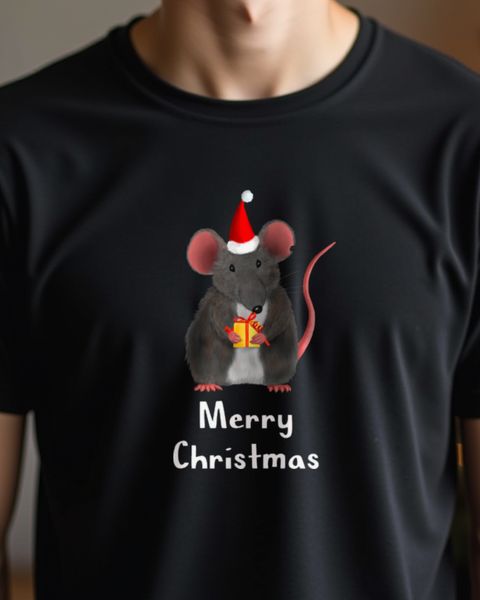 Cute Rat Says Merry Christmas - Pet Rat Holiday Design