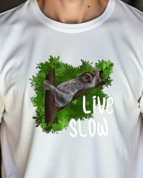 Süßes Faultier - Live Slow - Lustiges Faultier Motiv