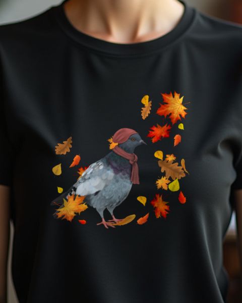 Taube im Herbstlaub - Gemütliches Herbst Motiv
