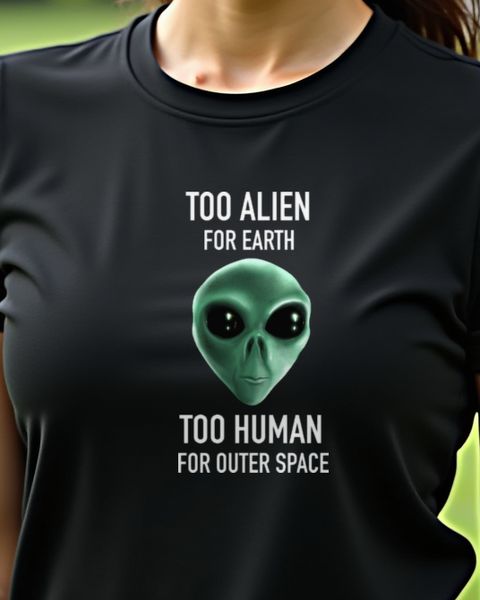 Too Alien for Earth too Human for Space - Alien Shirt