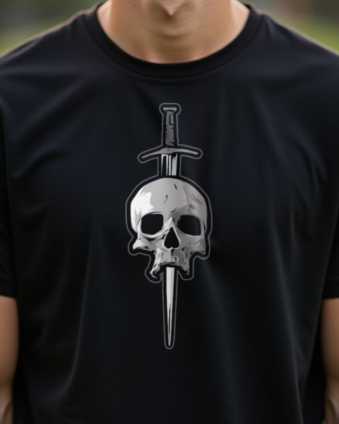 Totenkopf mit Dolch - Old School Tattoo Motiv