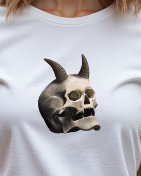 Totenkopf mit Teufelshörnern - Cooles Halloween Skull Motiv