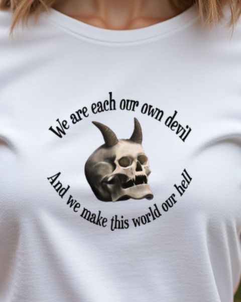 Totenkopf mit Teufelshörnern - Dunkles Metal Motiv
